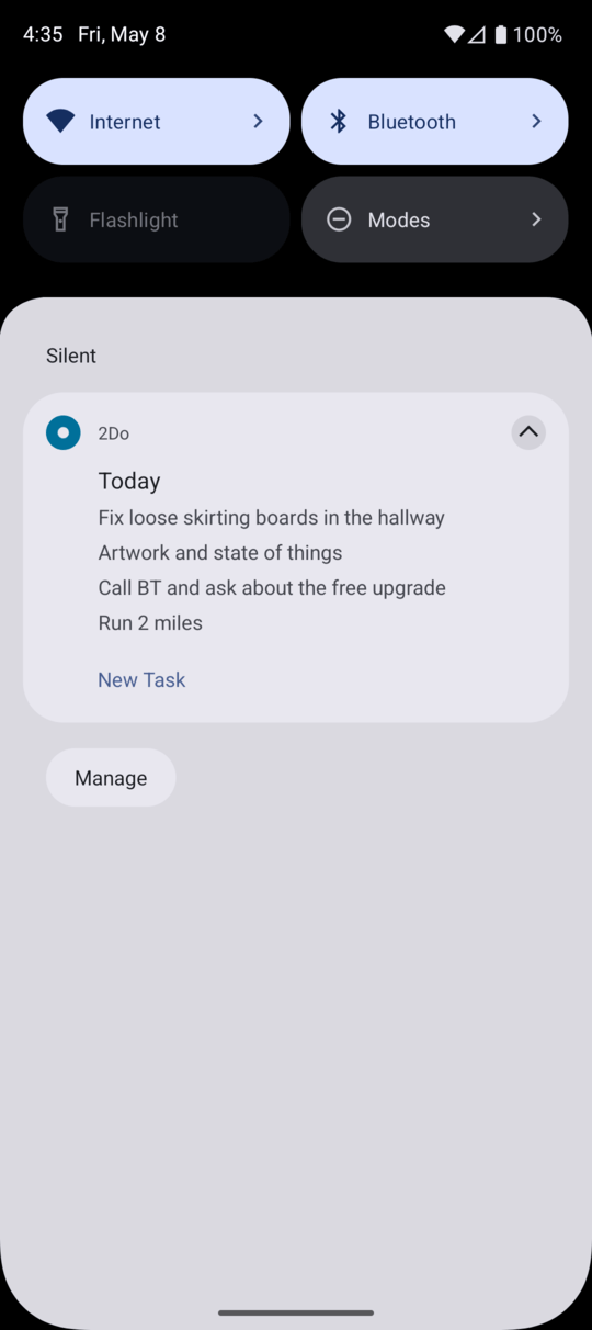 2Do Android Sticky Alert ongoing notification