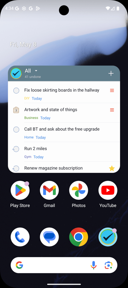 2Do Android home-screen widgets