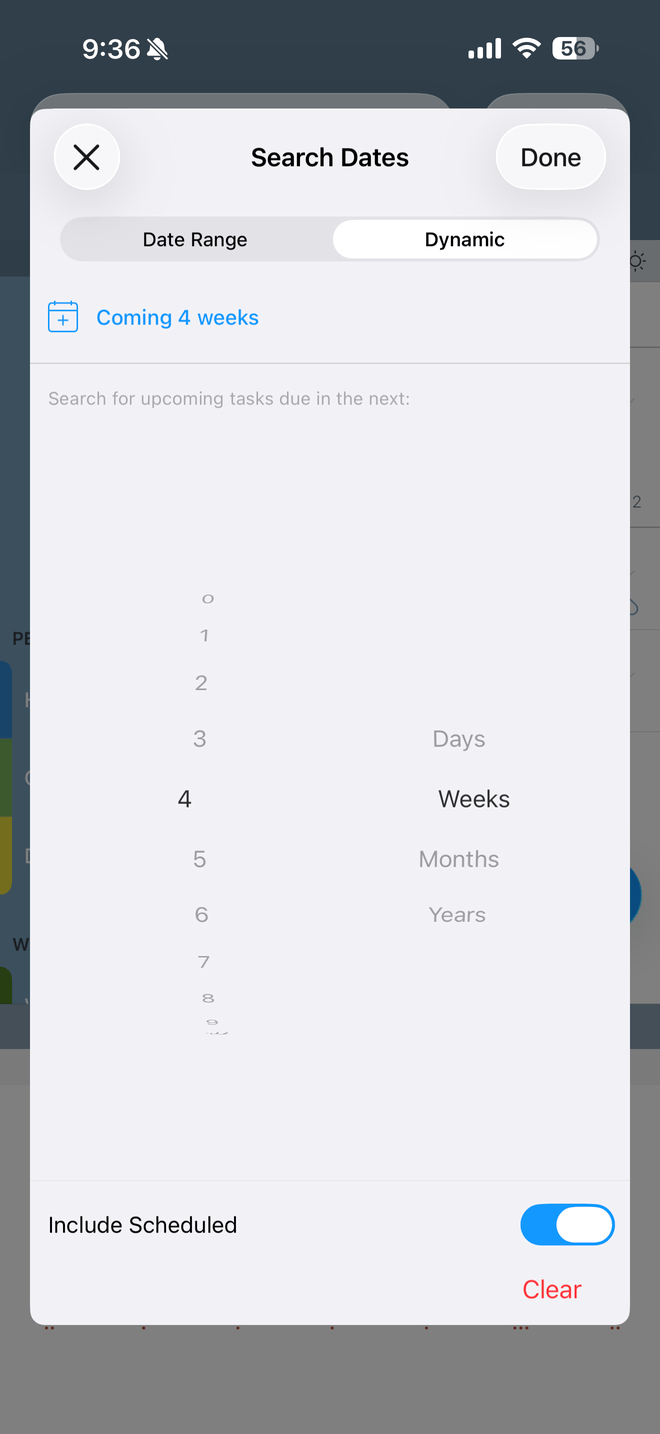 Dynamic date-range search