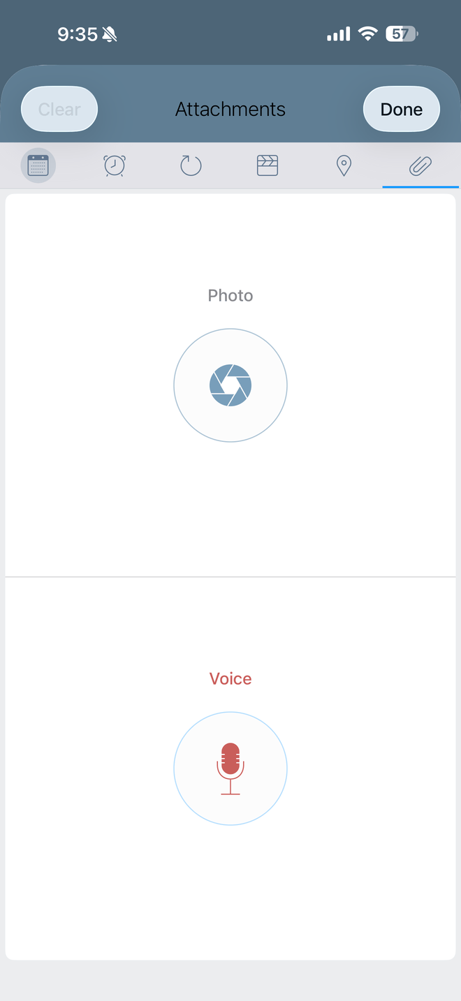 Attachment field in the task editor
