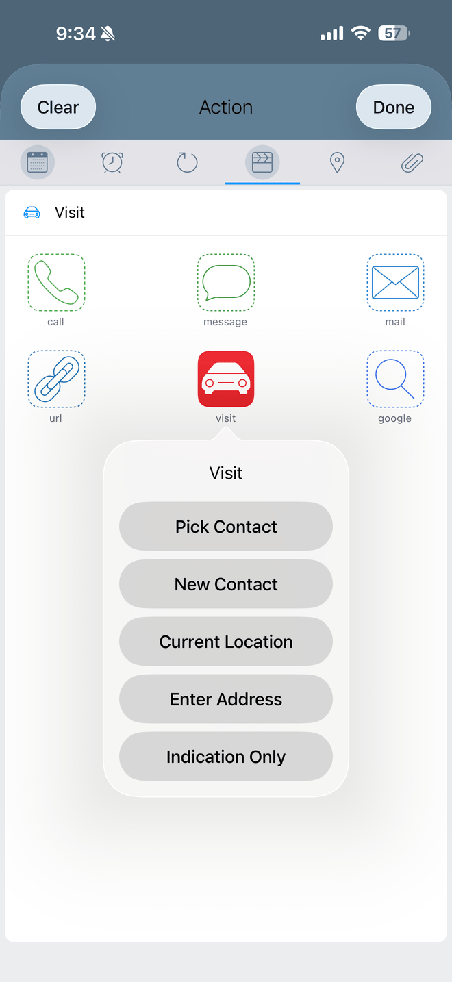 Configuring a Visit action