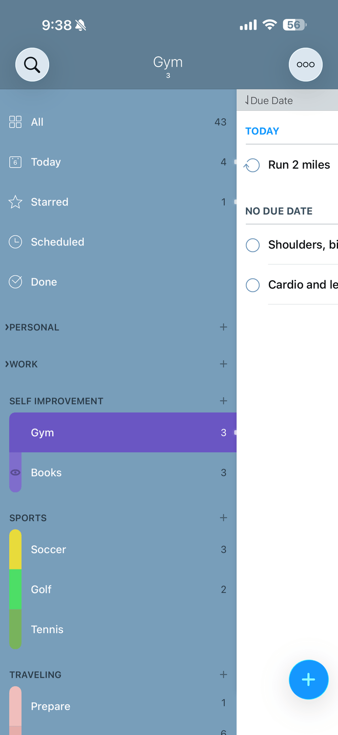 Collapsed list group in the sidebar