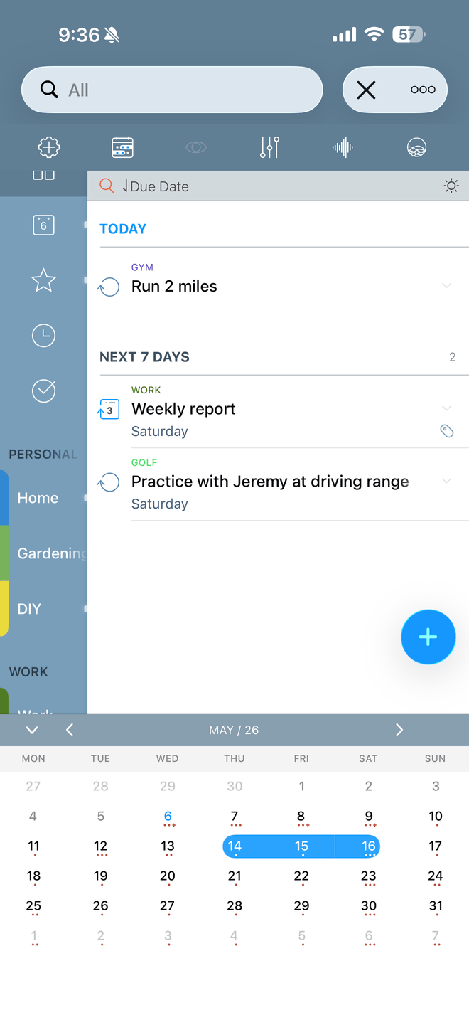 Mini calendar date filter