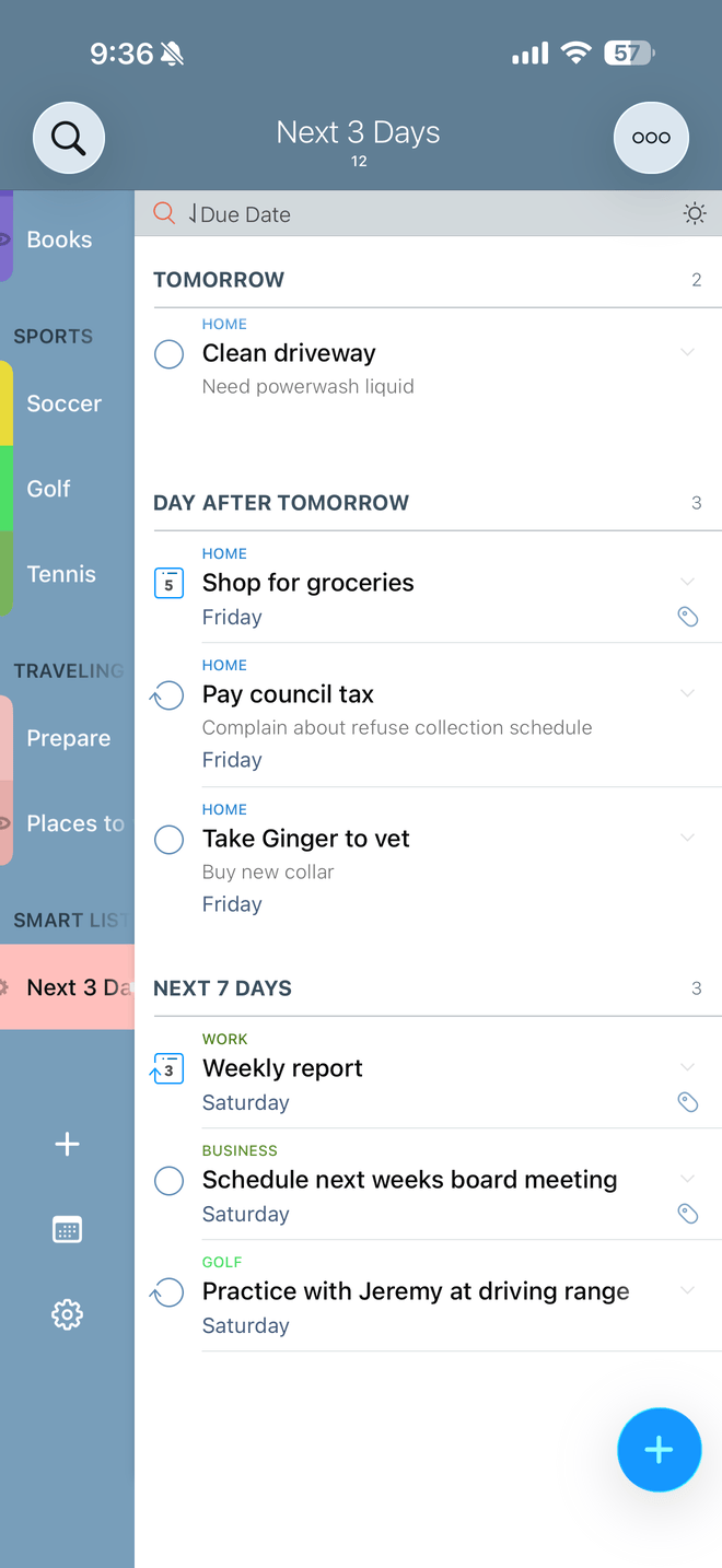 Smart List in the sidebar