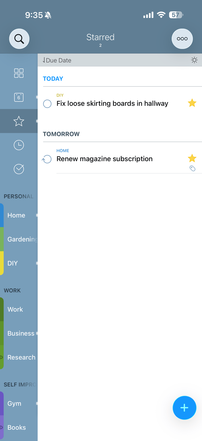 Starred Focus List on iPhone