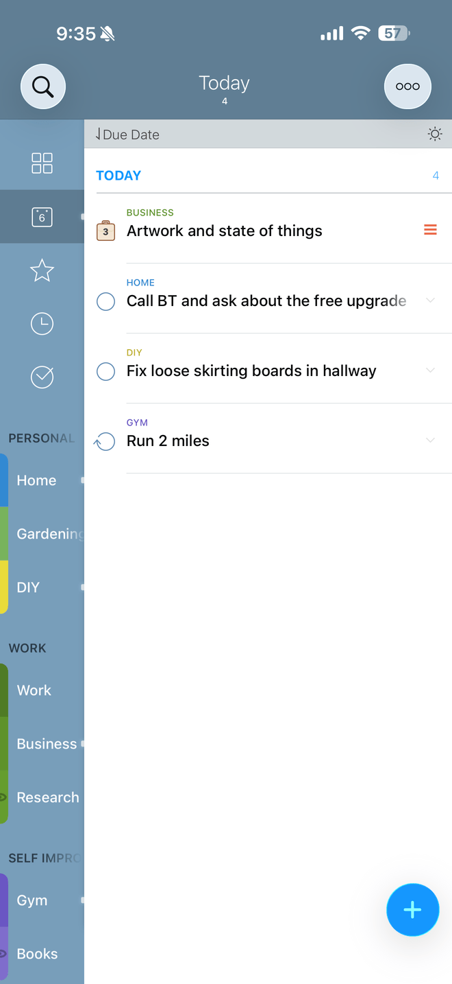 Today Focus List on iPhone