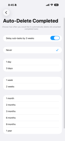 Auto-delete completed task choices