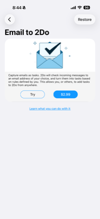 Email-to-2Do settings
