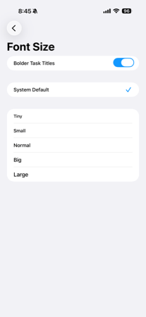 Font Size choices