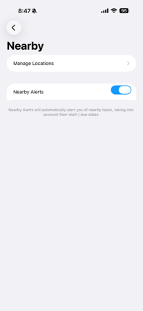 2Do Nearby settings