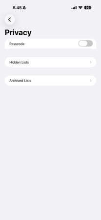 2Do Privacy settings