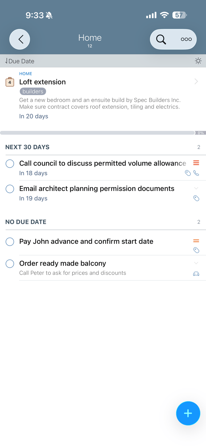 Project view on iPhone