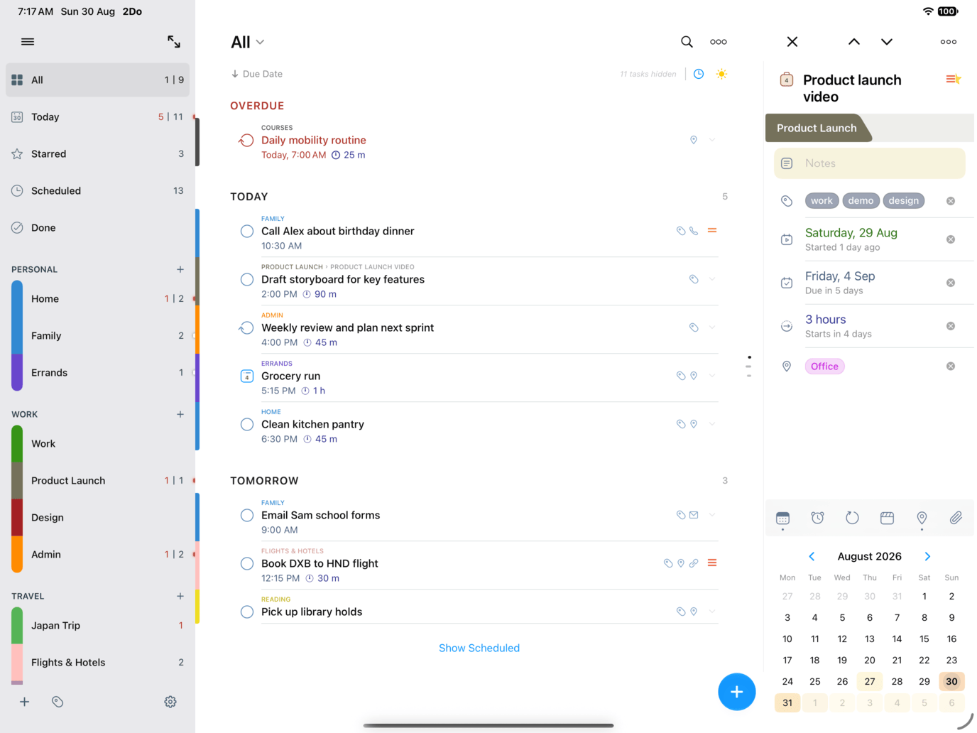 2Do for iPad screenshot