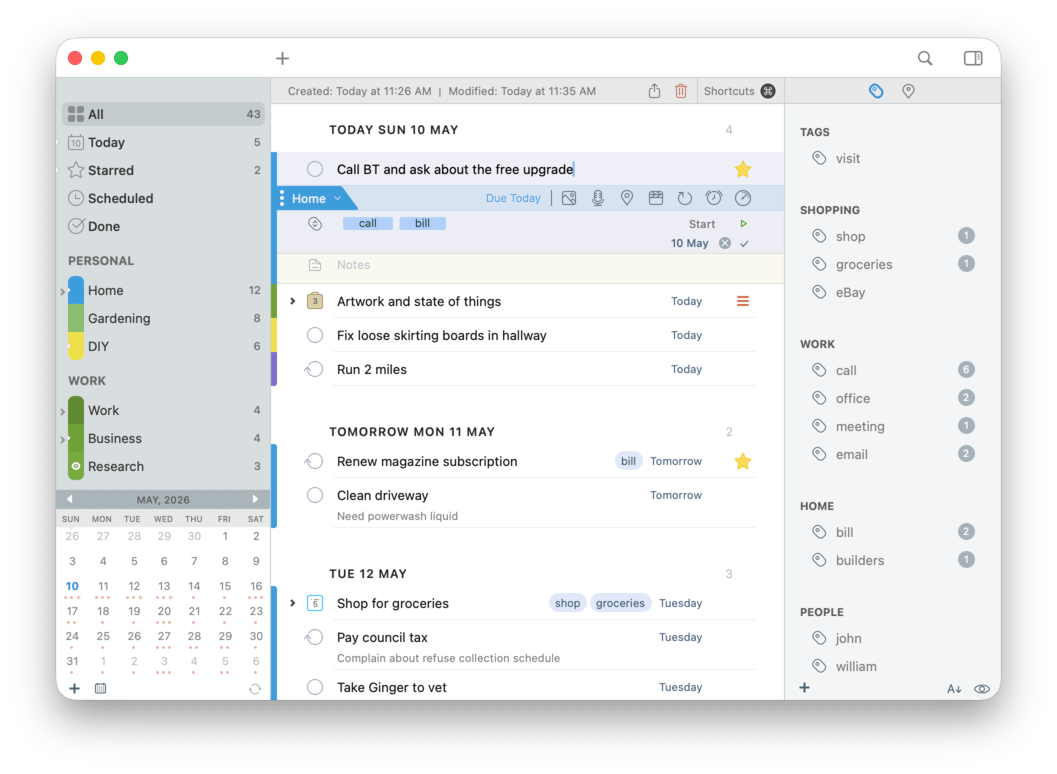 2Do Mac screenshot