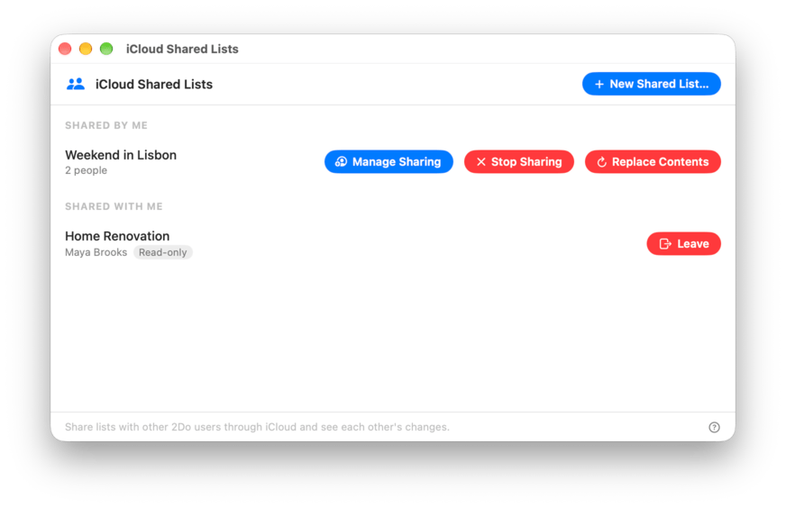 The Sharing window with iCloud selected, lists shared by you and with you, and a selector for Wi-Fi LAN