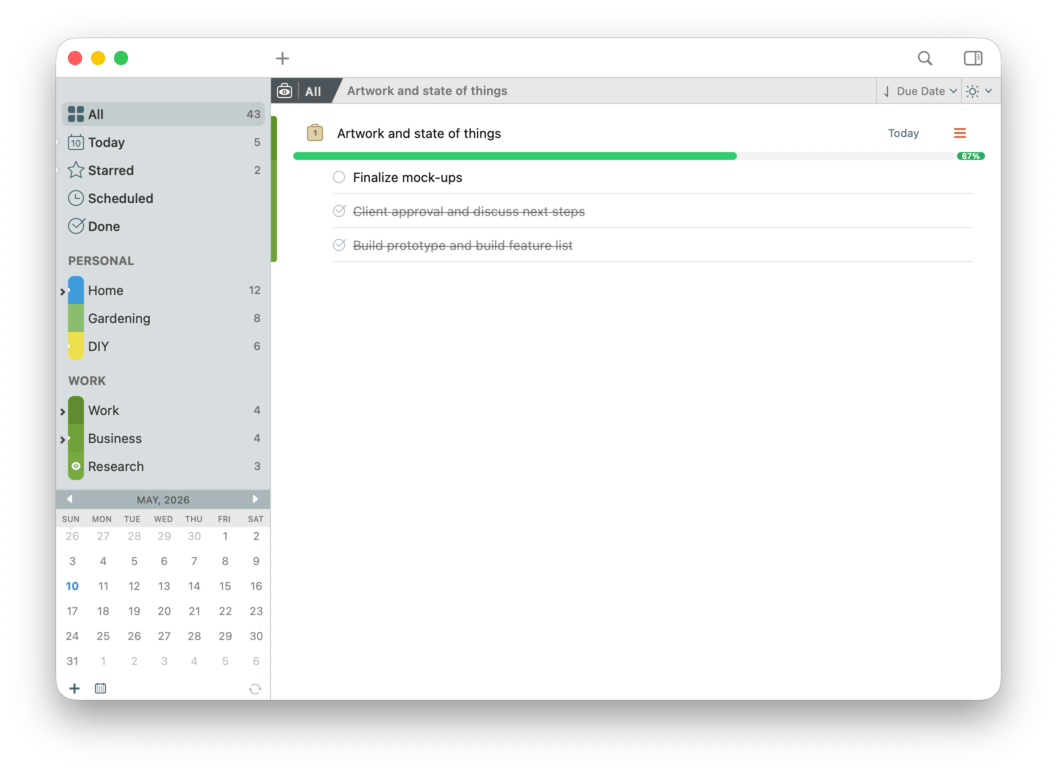 A project containing several tasks