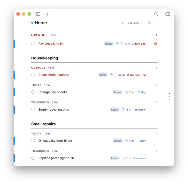 Task Sections