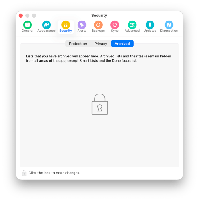 Archived lists settings