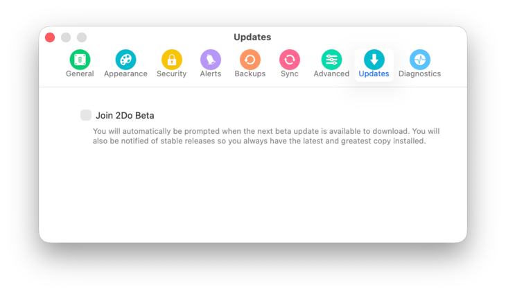 Update settings